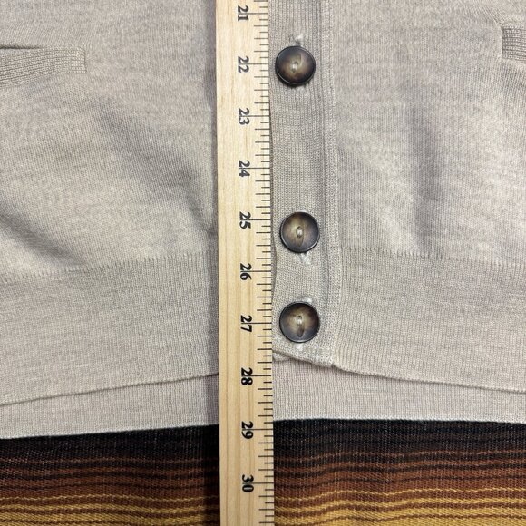 VTG Tundra Cardigan Sweater Men 2X 100% Merino Wool Tan Beige Eclectic Grandpa - Picture 6 of 6